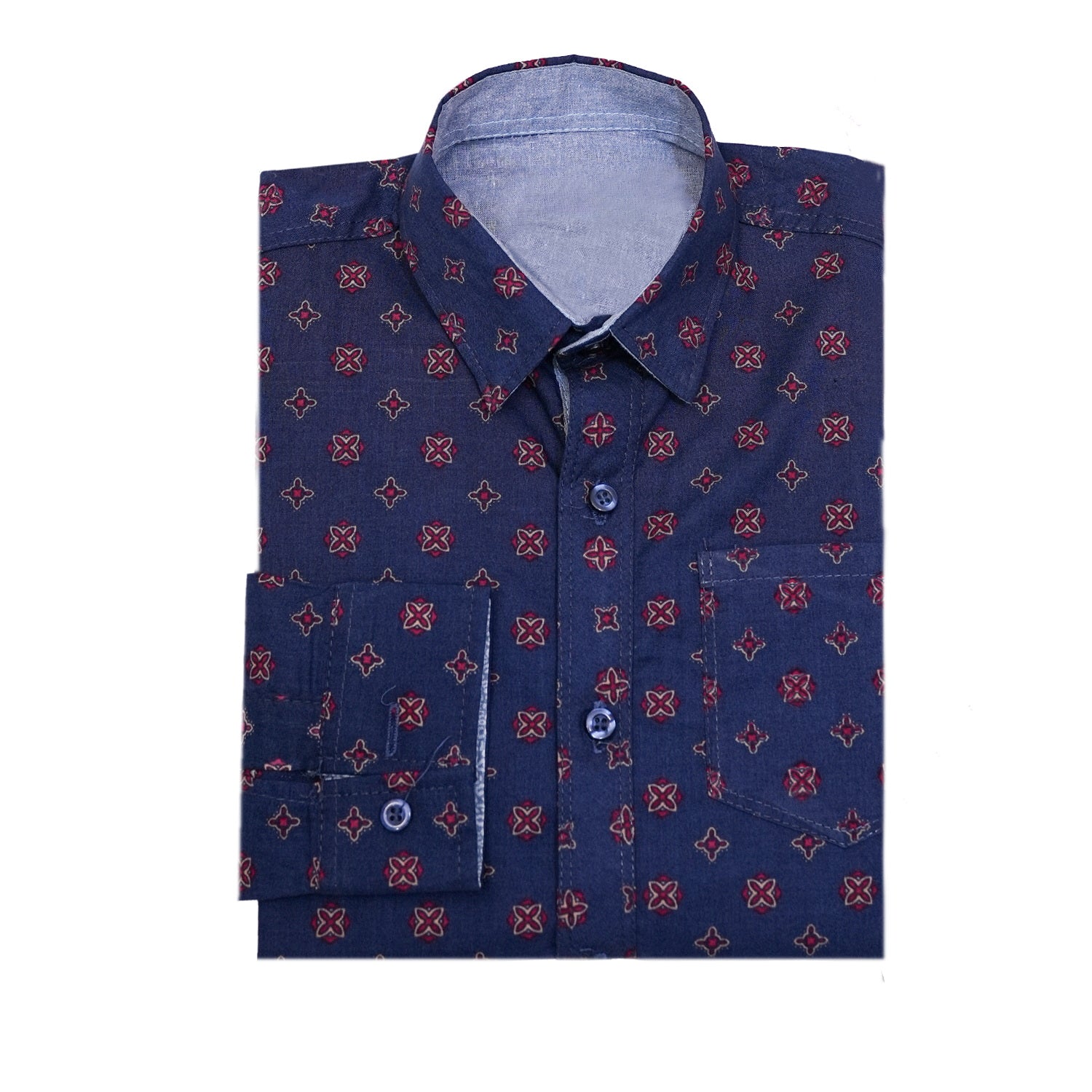 Navy Blue Cotton Casual Shirt for Boys – Smart Daily Wear | SHAH ROBE - Shah Robe