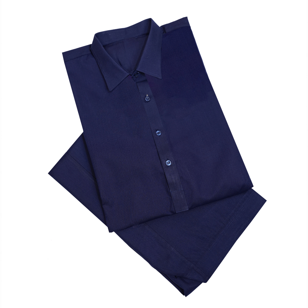 Navy blue hard cotton kurta for men – front view  Elegant summer kurta for men in navy blue color