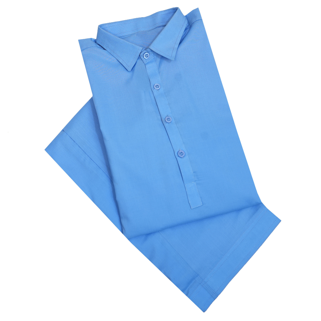 Fresh Sky Blue Men’s Italian Boski Kurta – SHAH ROBE