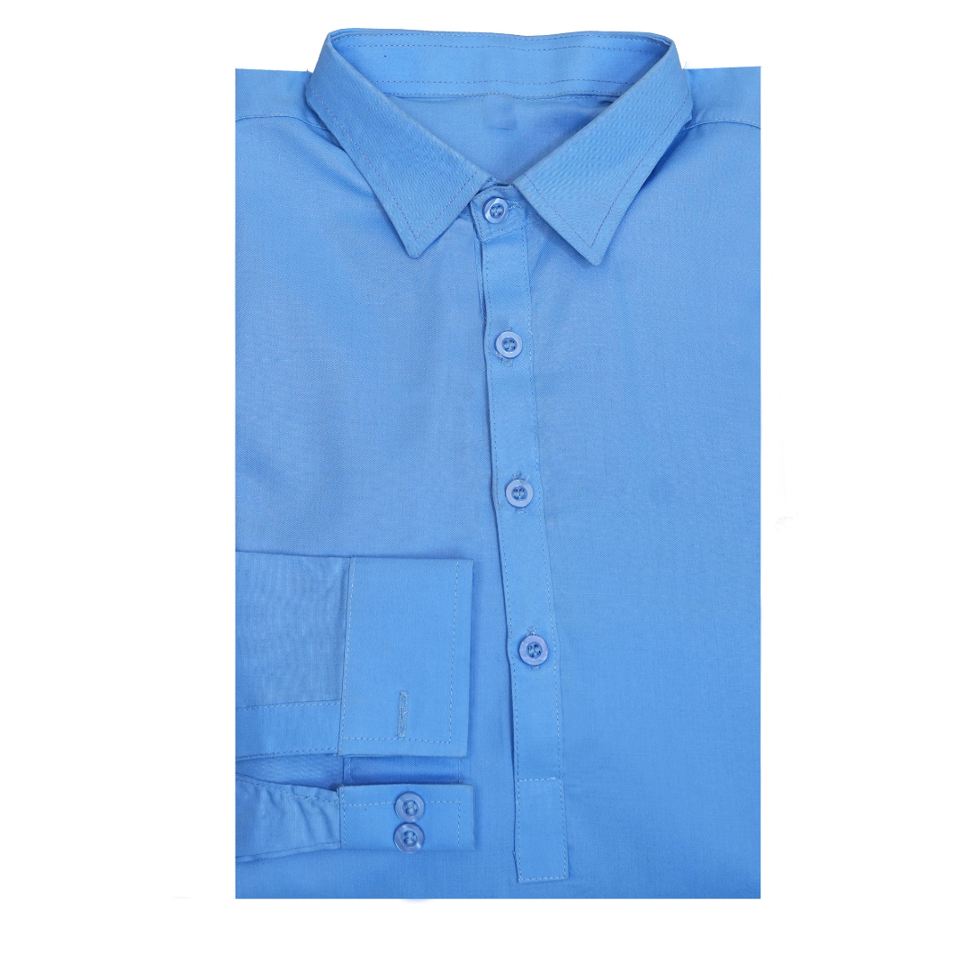 Fresh Sky Blue Men’s Italian Boski Kurta – SHAH ROBE