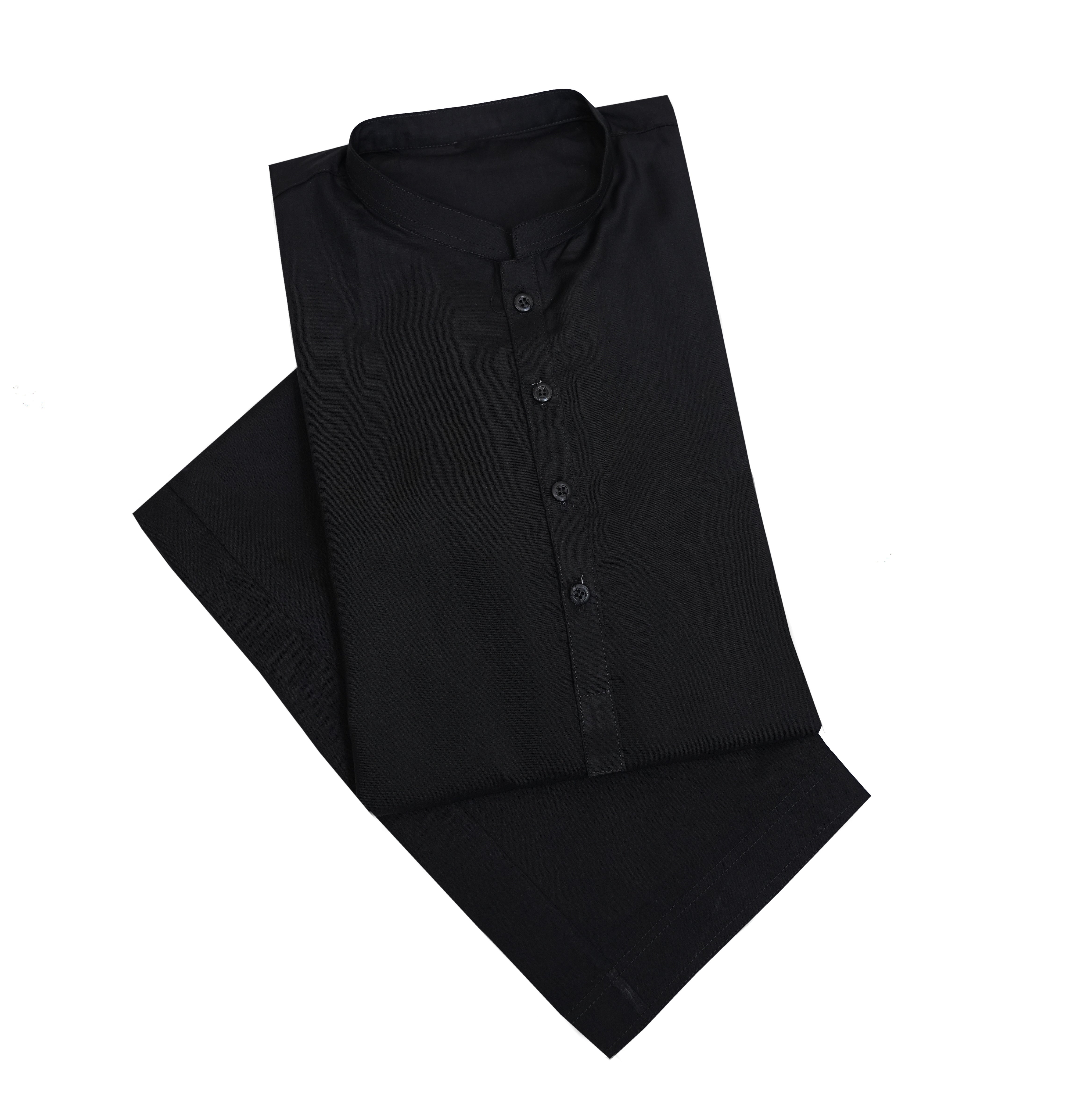 Jet Black Men’s Italian Boski Kurta – SHAH ROBE