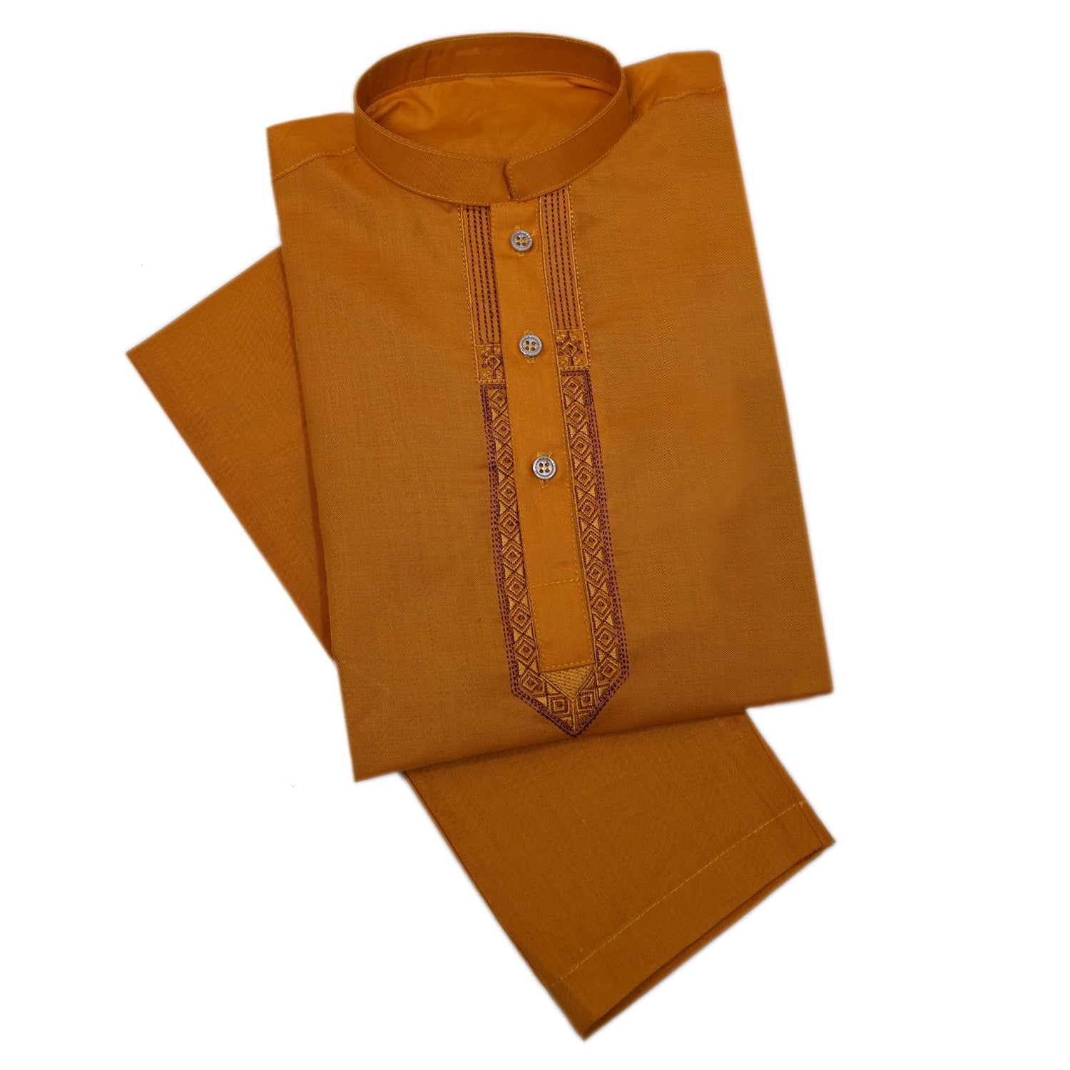 Mustard Brown Cotton Kurta for Kids | (SHAH ROBE)