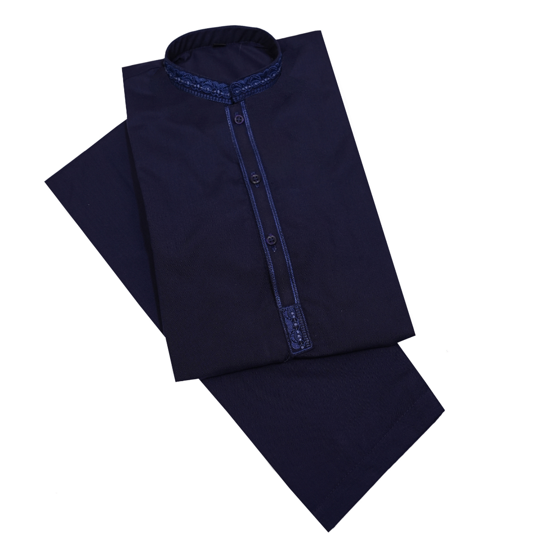 Navy Blue Italian Boski Kurta for Kids | SHAH ROBE