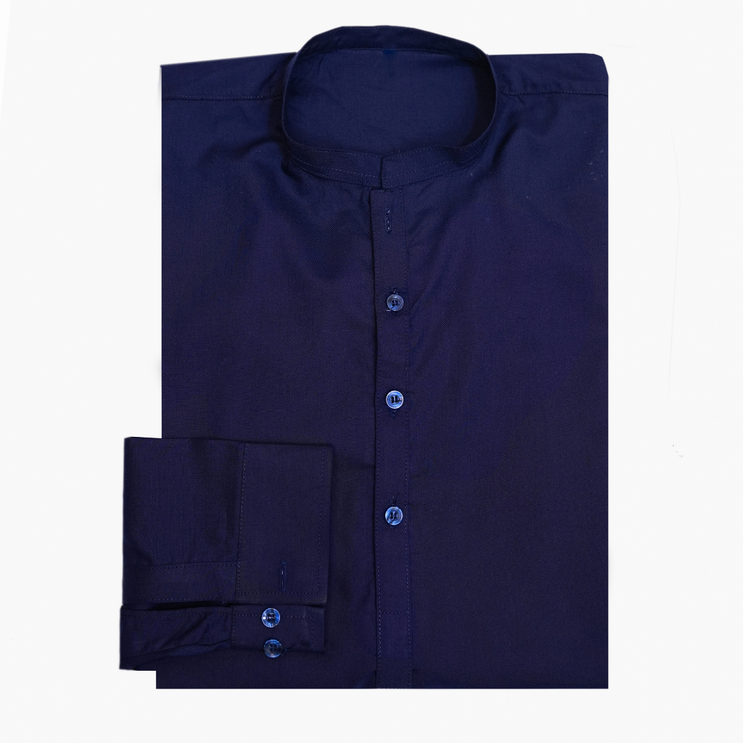 Navy Blue Men’s Italian Boski Kurta – SHAH ROBE