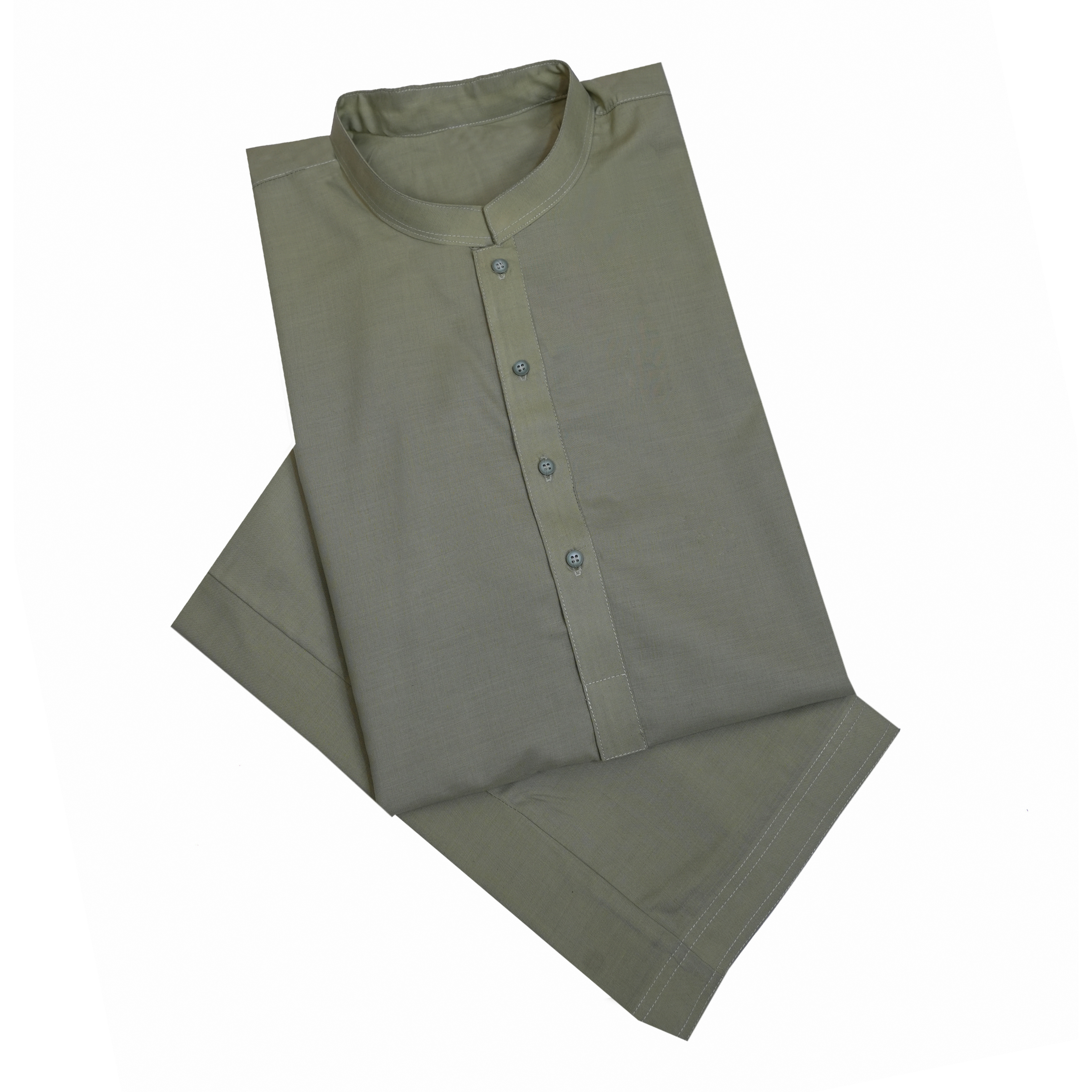 Folded black shirt on a white background Olive Green Italian Boski Kurta for Men | SHAH ROBE