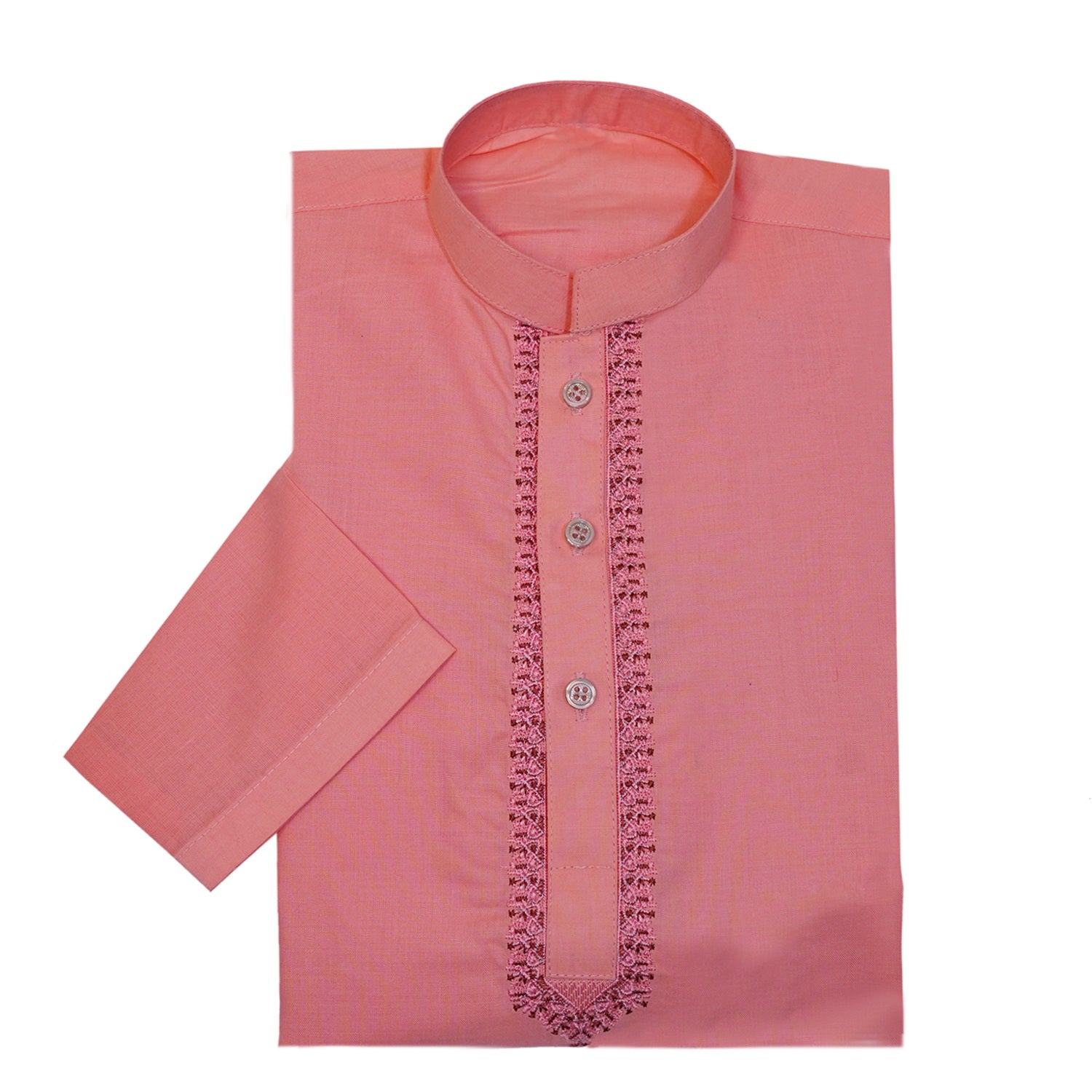 Peach Pink Cotton Kurta for Kids | SHAH ROBE - Shahrobe