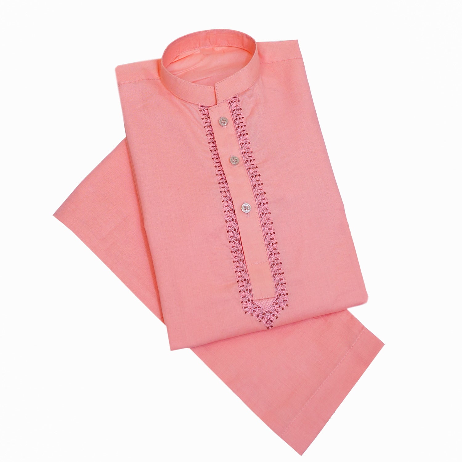 Peach Pink Cotton Kurta for Kids | SHAH ROBE - Shahrobe