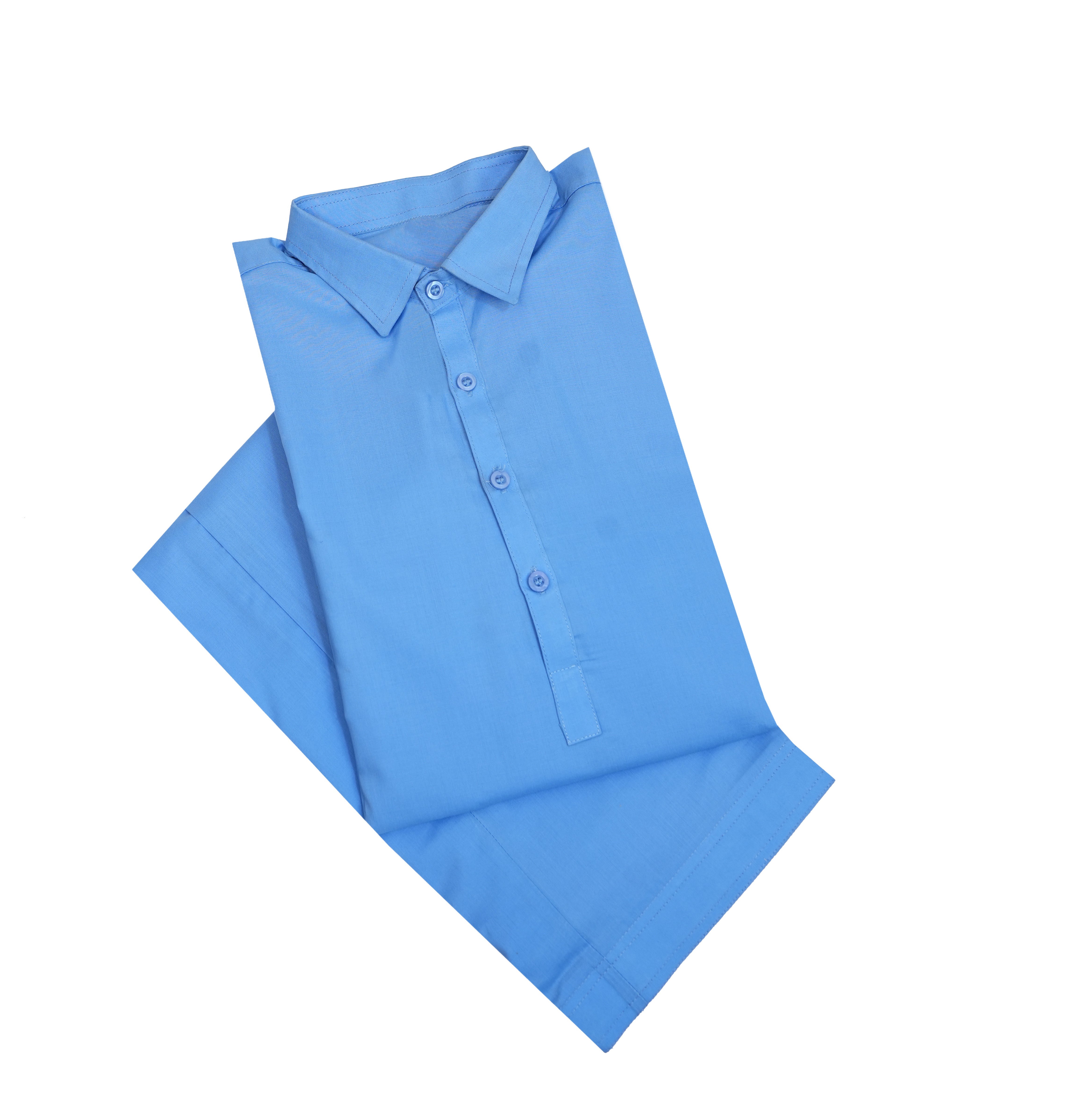 Sky Blue Men’s Hard Cotton Summer Kurta – SHAH ROBE